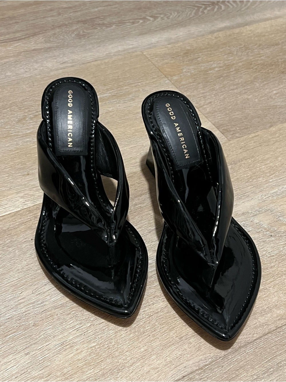NIB Good American Cinder-f*cking-rella Black Patent Wedge - Picture 7 of 7